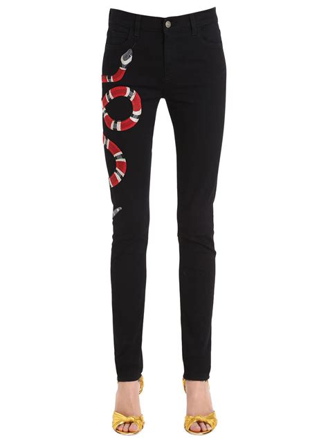 gucci black snake jeans|gucci jeans with snake.